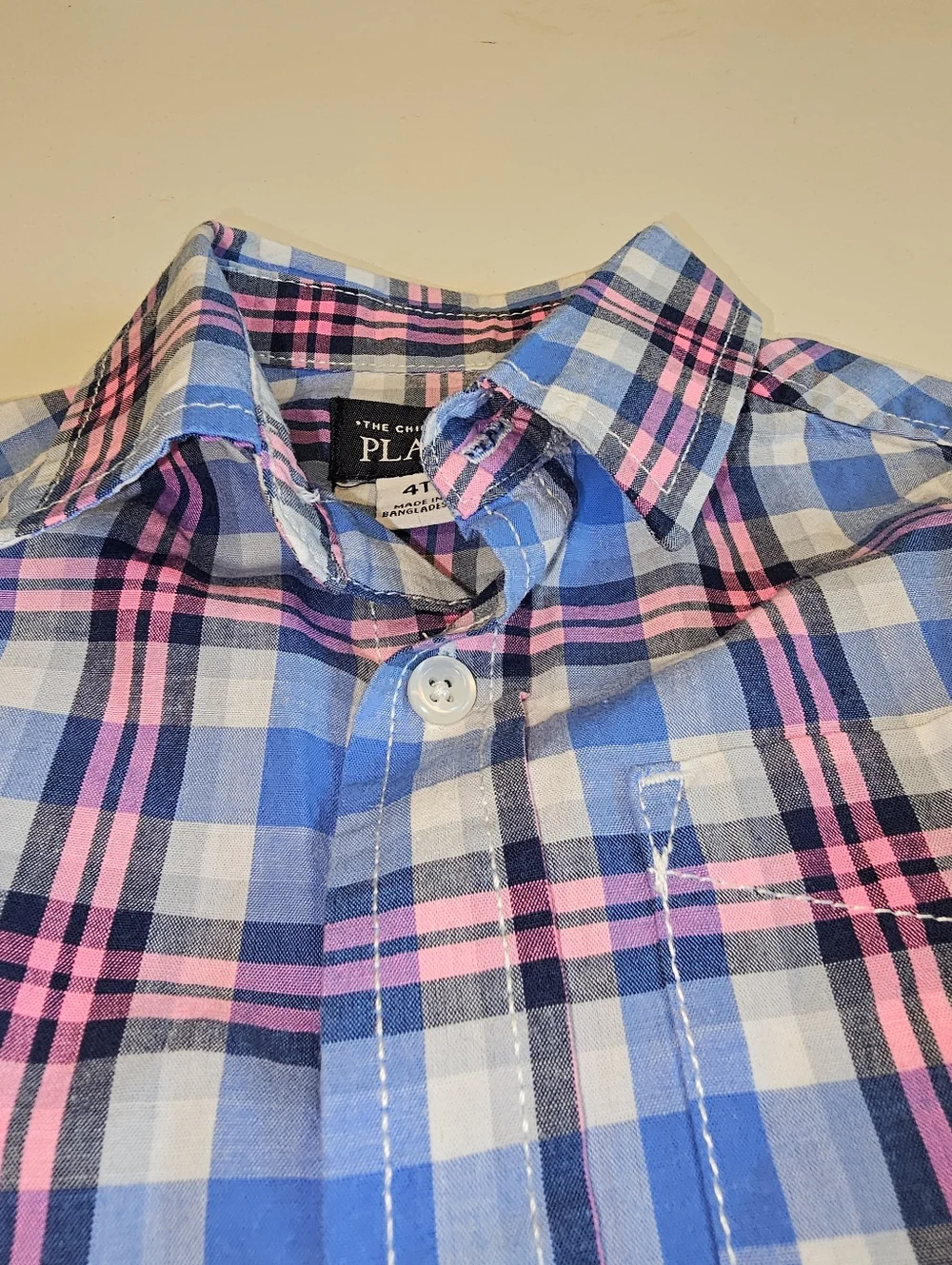 EUC | 4T | The Children’s Place Blue Pink Plaid Button Front Shirt